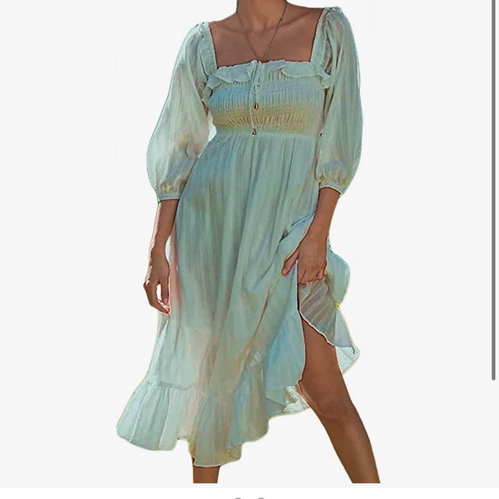 Sage Green Midi Boho Dress